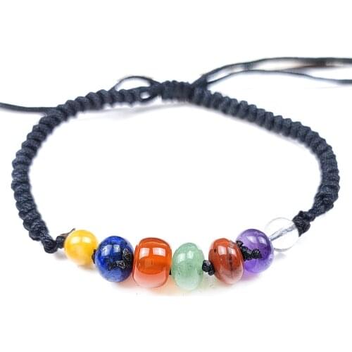 7 Chakra Beaded Woven Bracelet Amethyst Red Jasper Irregular Round Beads Healing Reiki Crystal Gemstones for lover gift