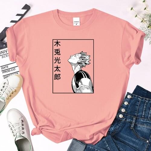 Anime Haikyuu!! Kotaro Bokuto Print T-Shirt Womens Big Size Cozy Skin-Friendly Tops Female Japan Harajukua Style O-Neck Slim Tee