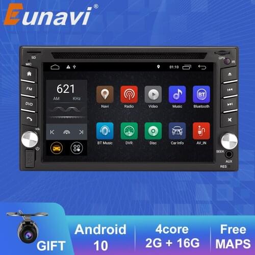 Eunavi 2 Din Universal Android 10 Car radio dvd Multimedia Player 2din in dash Tablet PC GPS Navigation 4G WIFI DSP TDA7851 USB