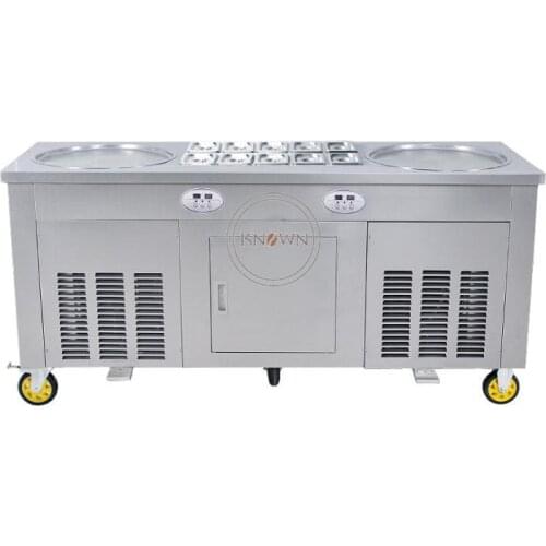 Free shipping free by sea CFR fried ice cream roll machine with ten fruit tanks Fresh cabinet foot defrost