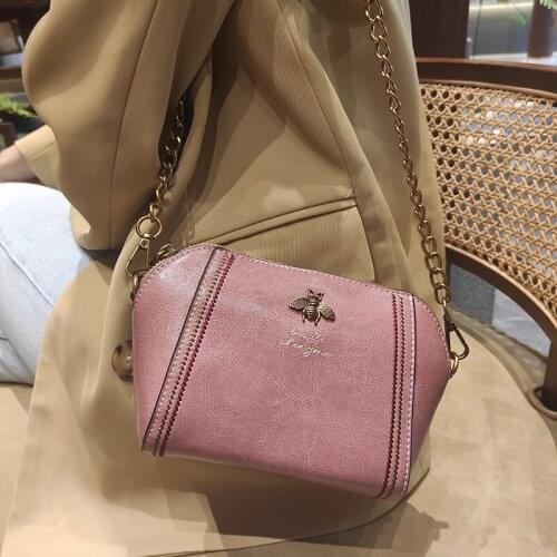 Mini Bags Women Oil Wax Leather Shoulder Bags Fashion Korean Style Ladies Chain Crossbody Bags 2021 Designer Shell Phone Purse