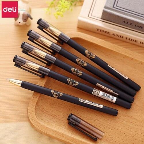 Deli Gel Pen 12Pcs 0.5mm Chinese Style Gel Pens Student Writing Gel- Ink Pen Kawaii School Supplies Office Stationery Cute Gifts