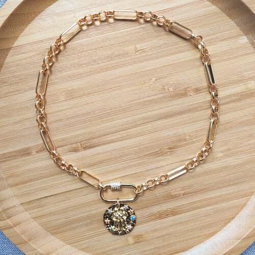 Gothic fashion gold-color pendant necklace zircon spiral buckle various styles to choose choker for women girl punk jewelry 2020