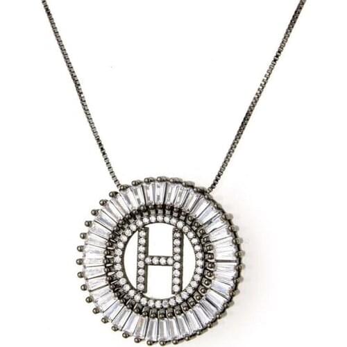 Hibride Fashion AAA Cubic Zirconia Alphabet 26 letters Pendant Necklace for lady Women with High Quality Birthday Gift P18