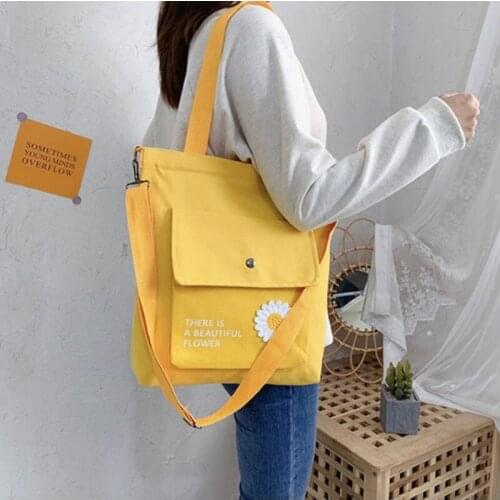 Women Canvas Bag Solid Color Ladies Purse Shoulder Bags Casual Travel School Student Tablet Bags Office Lady Handbag