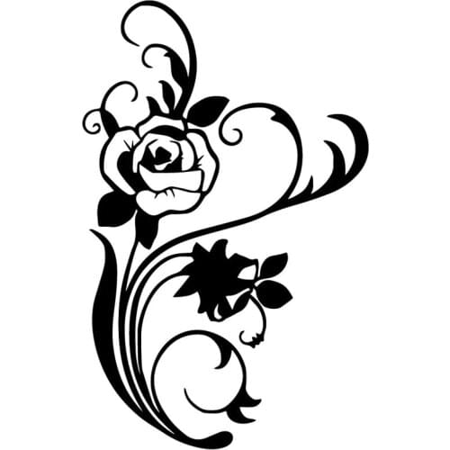 Personality Car Stickers Beautiful Flower Branch Creative PVC Car Decoration Accessories Decals Waterproof Sunscreen Black/white