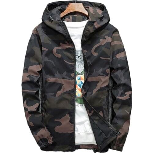 Spring Autumn Mens Hooded Jackets Camouflage Military Coats Casual Zipper Male Windbreaker Men Brand Clothing