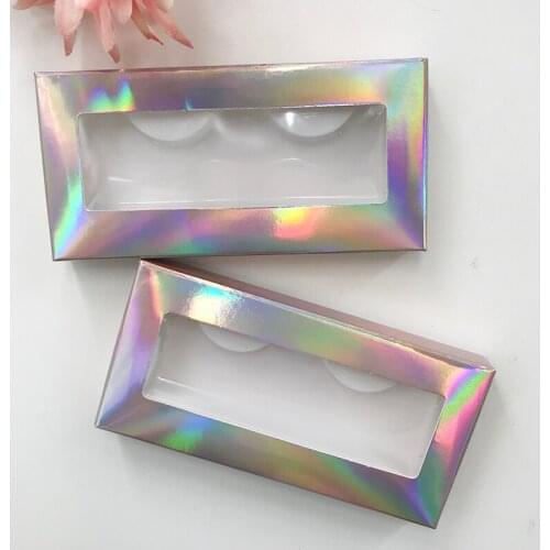 Hot selling lashes box empty box light pink holographic 20piece/ lot false lash boxes