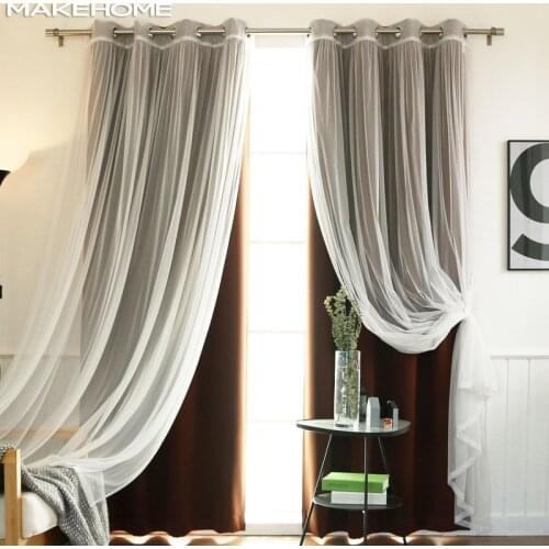 MAKEHOME New Fashion Blackout Curtains for Kids Bedroom Sheer Voile Curtains + Modern Curtains for Living Room Window Drapes