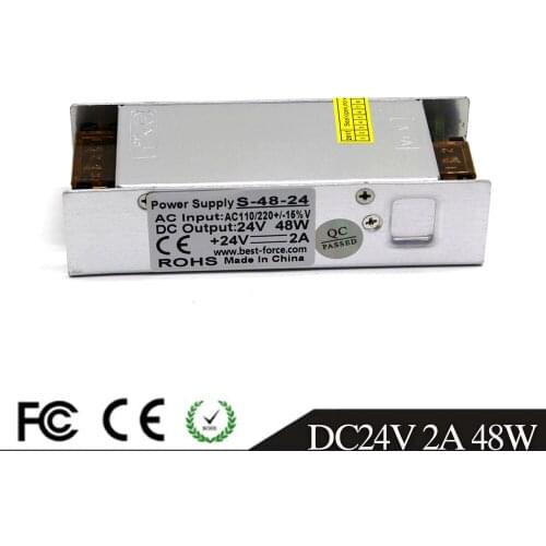 Mini Size 24V 2A 48W Switching Power Supply Driver 110V 220V AC DC24V SMPS For LED Strip Modules Light Display Lamp CCTV