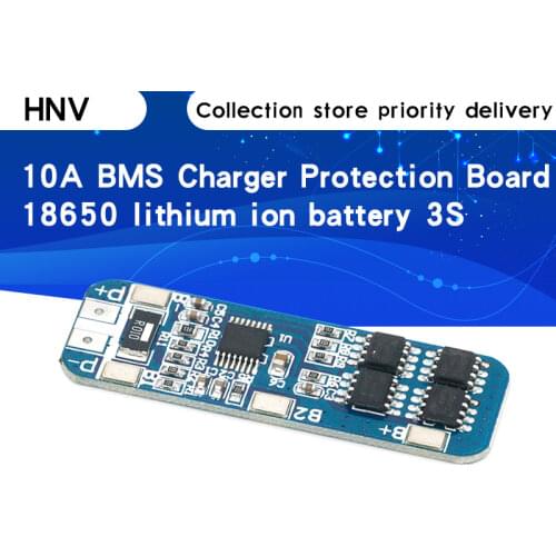 3S 10A 12V Lithium Battery Charger Protection Board Module for 3pcs 18650 Li-ion Battery Cell Charging BMS 11.1V 12.6V