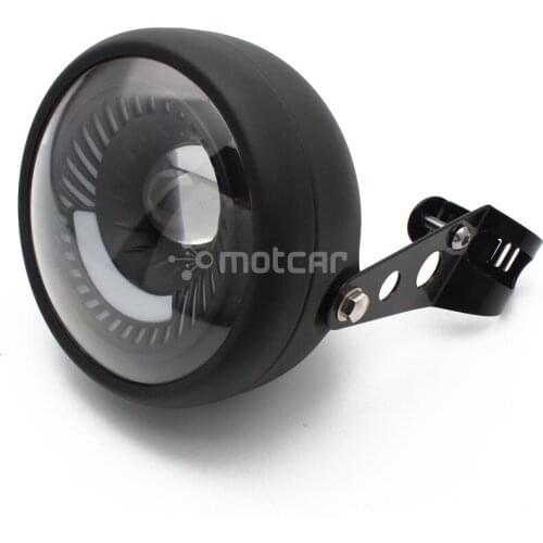 Motorcycle Cafe Racer Bobber 6.5 Inch Led Headlight Spiral White Side Mount Bracket