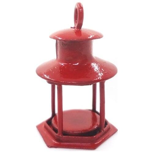 New 1:12 Dollhouse Miniature Retro Red Lampshade Model Accessories Toys Dollhouse Decor