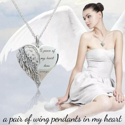 2021 New Women Vintage Angel W Ings Heart Necklace Fashion Necklaces Ожерелье Female Gifts Dropshipping Party Jewelry Uniqu L8M6