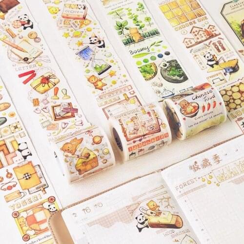 New Arrival Lovely Stationary Panda Washi Masking Tapes for Card Making Bullet Journal DIY Scrapbooking Decorative Stickers