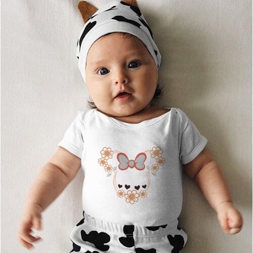 Minnie Mouse Head Printing Infant Clothes Cartoon Disney Four Seasons Baby Girl Boy 0-24M Summer New Products Casual Loose Style