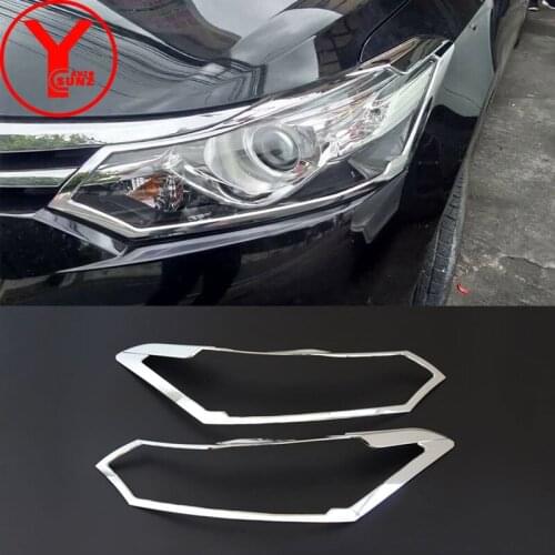 Front Lamp Trim For Toyota Vios Sedan 2014 2015 2016 Chromium Exterior Parts Head Light Cover Decoration Car Styling Accessories