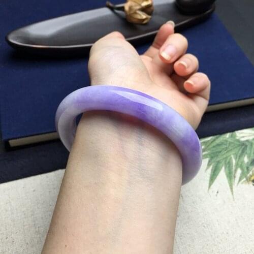 Send Certificate Natural Myanmar Jade A-Class 54-62mm Fine Waxy Purple Bracelet Exquisite Princess Bracelet Send Mom to Girlfrie