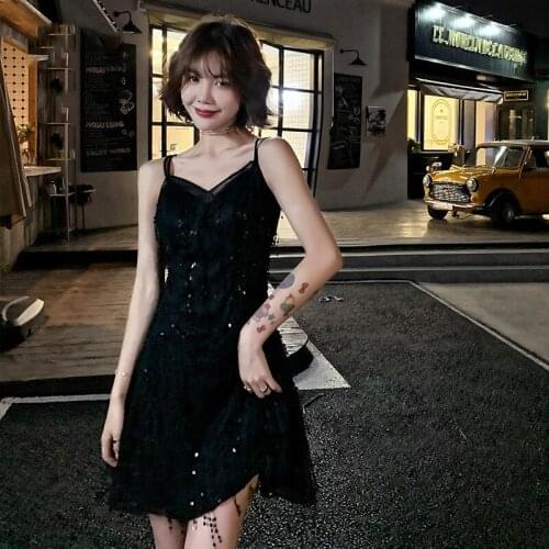 Sexy Evening Party Gown Exquisite Sequins Bling Spaghetti Strap temperament waist slimming V Neck Backless Qipao Vestidos