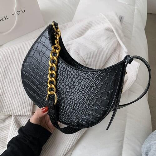 Simple Chain Armpit Bag Vintage Crossbody Bags for Women Sac A Main Stone Pattern Shoulder Bag Female Handbag Fashion 2012