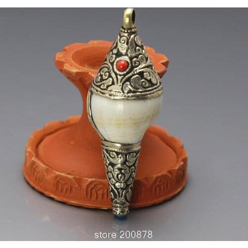 TBP148 Tibetan Silver Capped Natural Conch Shell Big s 65-70mm Nepal handmade sea snail Decor Arts