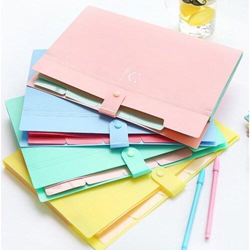 Colorful Folder with Tag A4 File Document Bag Pocket Folder Office School Files Holder Organizer