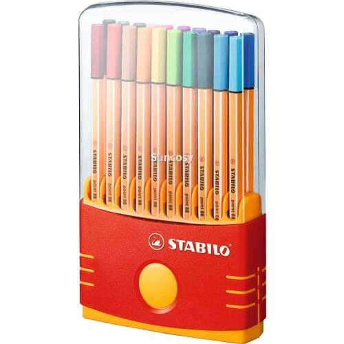 Stabilo Point 88 Fineliner Pens, 0.4 Mm - 20-Color Plastic Case Set, Create Intricate Details,Drawing Set for Artist Students