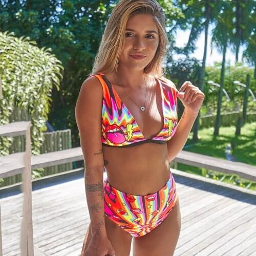 Sexy 2021 Bikini Swimsuit Women Swimwear Push Up Bikinis Set Printed Female High Waist Swimming Suits for Bathing Suit Biquini