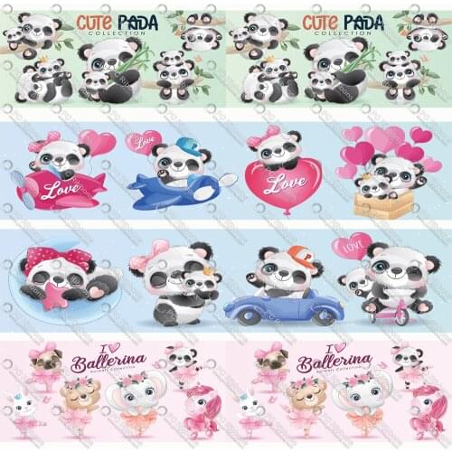 Cute Cartoon Panda 1-1/2" Printed Lanyard/Grosgrain/Satin Design Customized Ribbon for Bow DIY Hair Craft Supplies Sewing