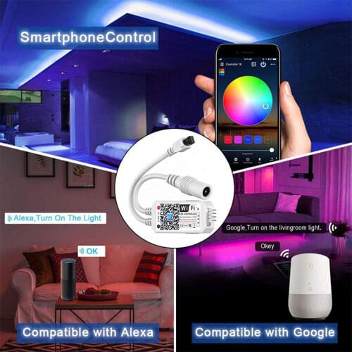 WIFI / Bluetooth RGB RGBW LED Strip Set DC12V LED Strip 5050 5m 300LEDs + WIFI / Bluetooth Controller + Power Adapter Led Strip