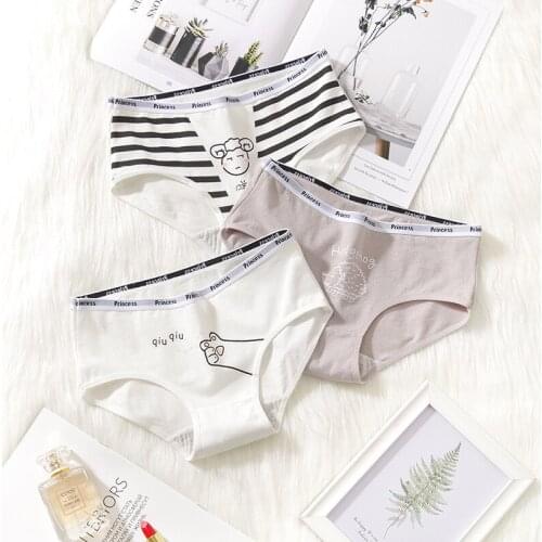 Girls Panties Women Underwear Crotch Cotton Briefs Mid Waist Lingerie for Female Fashion Cartoon print Pattern Letter lace Pants