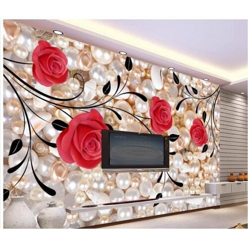 Home Decoration Pearl Rose custom 3d photo wallpaper 3d stereoscopic wallpaper window mural wallpaper