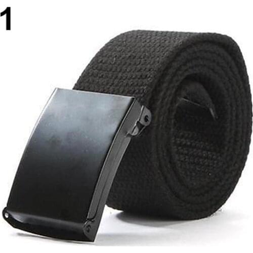 Unisex Military Casual Solid Color Plain Webbing Canvas Waist Belt Waistband