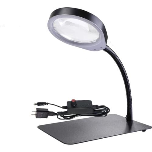 Wholesales PDOK 10x Magnifying Glass Desk Magnifier Lamp Flexible Loupe With Light Magnifying Glass Tool Multi-functional