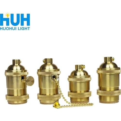 Vintage Copper Lamp Holder With Switch Gold Holder 4 specifications AC 90-260V E27 LED for Chandelier lamp Wire Lighting