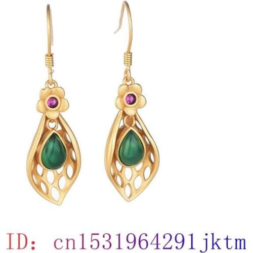 Green Jade Water drop Earring Amulet Jewelry 925 Silver Chalcedony Women Gemstone Charm Natural Gifts Crystal Fashion Zircon