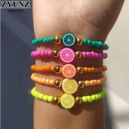 10PCS, Summer Jewelry 2021 Fruit Bracelet Polymer Clay Bracelets For Women Beaded Bracelets