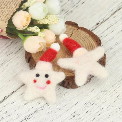 2PCs Christmas Santa Claus Star Wool Felt Poke DIY Kits Craft Sewing Toys Kids Gift Xmas Tree Drop Pendants New Year Ornaments