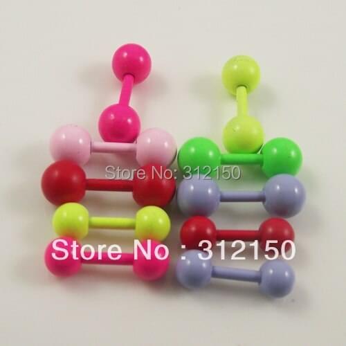 SaYao 20pcs Wholesale Fashion Candy Color tragus ring Ear Nail Earring Navel Belly Button Bar piercings Straight Barbells
