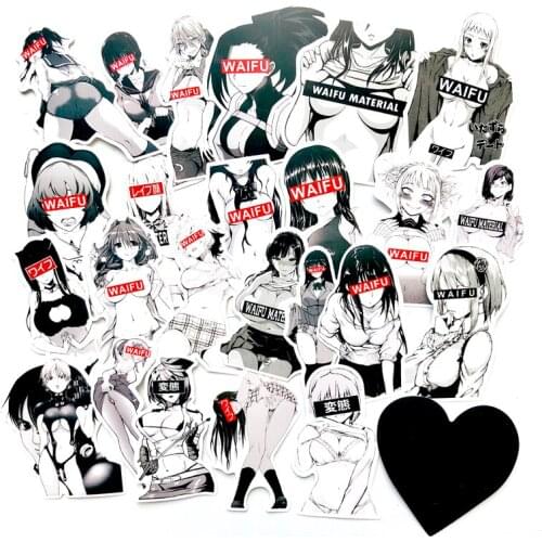 30pcs Waifu Material Vinyl Decal Sticker suitcase laptop Car Truck Anime Hentai Sexy Pinup Mang Girl Waterproof Car Styling