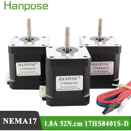 3pcs 17HS8401S 4-lead Nema17 Stepper Motor 42 motor Nema17 motor 42BYGH 1.8A motor with DuPont line For 3D printer