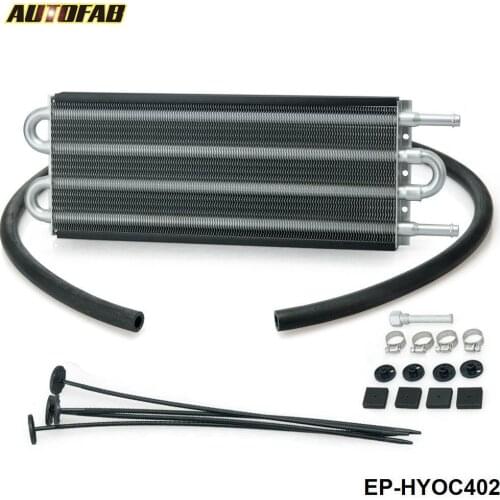 4 Row Black Aluminum Remote Transmission Oil Cooler/Auto-Manual Radiator Converter Kit AF-HYOC402