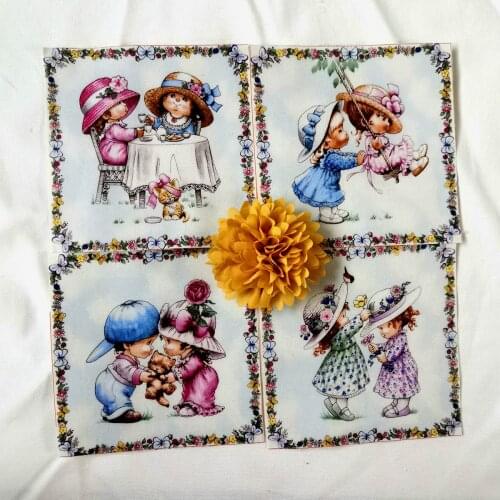 Hand Embroidery Quilting Bags Tecido Angel Patchwork Child Digital Print Painting Fabric Cotton Hand Dyed Sewing DIY Patchwork