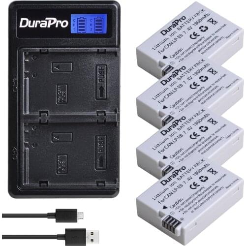 4x 1800mAh LP-E8 LP E8 Replacement Battery + LCD USB Charger For Canon EOS 550D 600D 650D 700D kiss X4 X5 X6i X7i Rebel T2i T3i