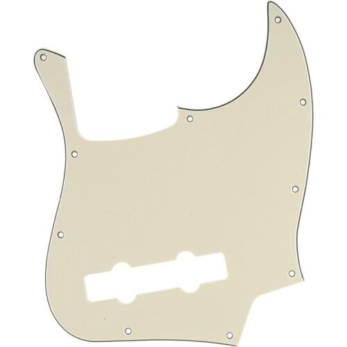 Musiclily Pro 5-String 10-Hole Contemporary J Bass Pickguard for Fender Mexican Jazz Bass, 3Ply Cream