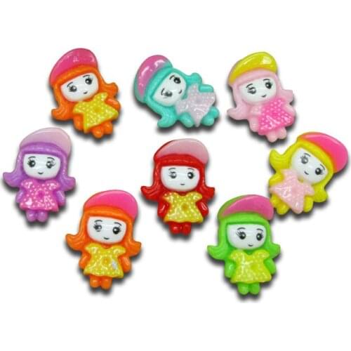 50Pcs Mixed Girl Resin Decoration Crafts Beads Flatback Cabochon Scrapbook Kawaii DIY Embellishments Accessories Buttons