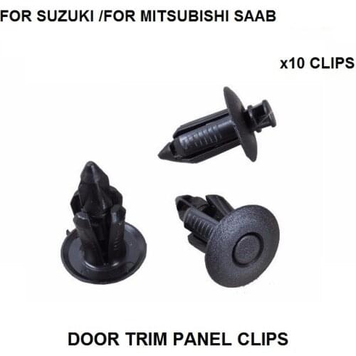 Car Styling x10 DOOR TRIM PANEL FASTENER CLIPS FOR SUZUKI MITSUBISHI SAAB PUSH-IN 10 Plastic Clips New