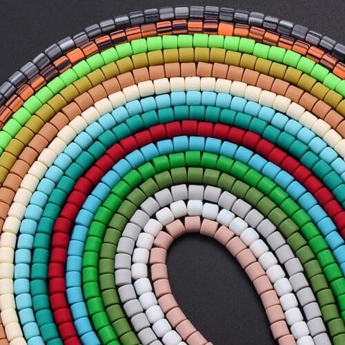 6x6mm Barrel Clay Spacer Loose Beads 10Pcs/Lot Polymer Clay Beads For Jewelry Making DIY Handmade Bracelet Accessory Approx 40cm