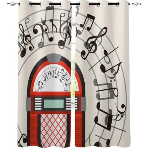 Cd Case Music Note Retro Style Window Treatments Curtains Valance Room Curtains Large Window Curtain Living Room Bathroom Bed