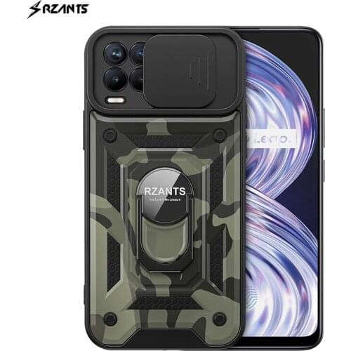 For Realme 8 Pro Case Camouflage Shockproof Armor Lens Slide Protection Ring Back Holder Cover For Realme 8 4G Rzants